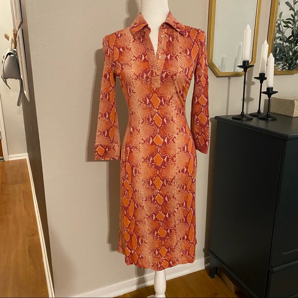 Diane Von Furstenberg silk python snake print silk jersey dress size 6